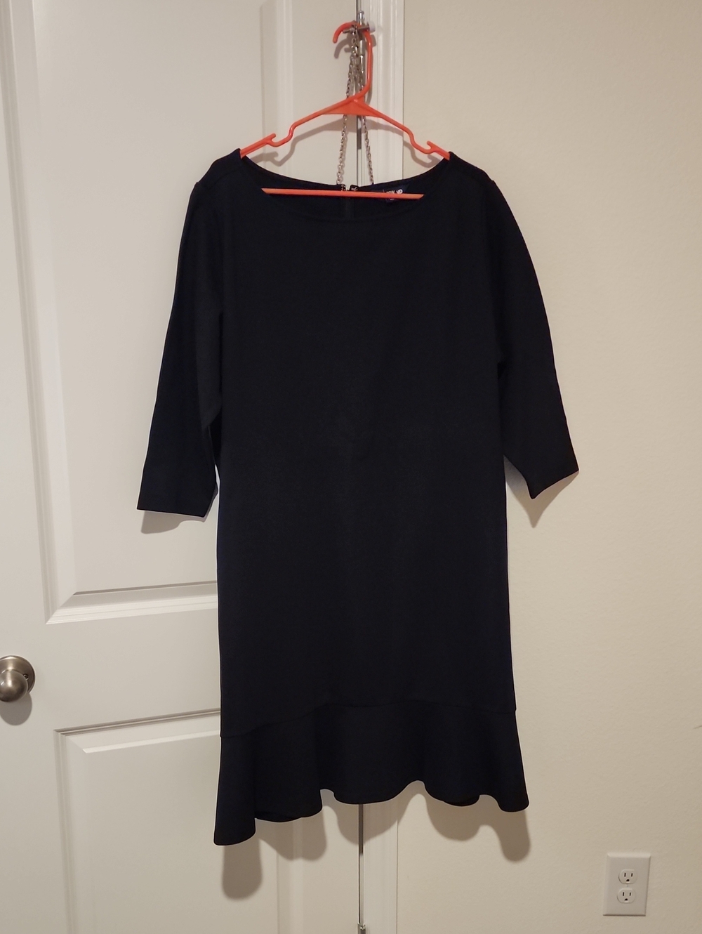 Lands' End Black Long-Sleeve Ruffle-Hem Dress